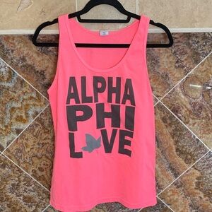 Women's Hot Pink Alpha Phi Ivy Leaf Love Tank Top Size Medium